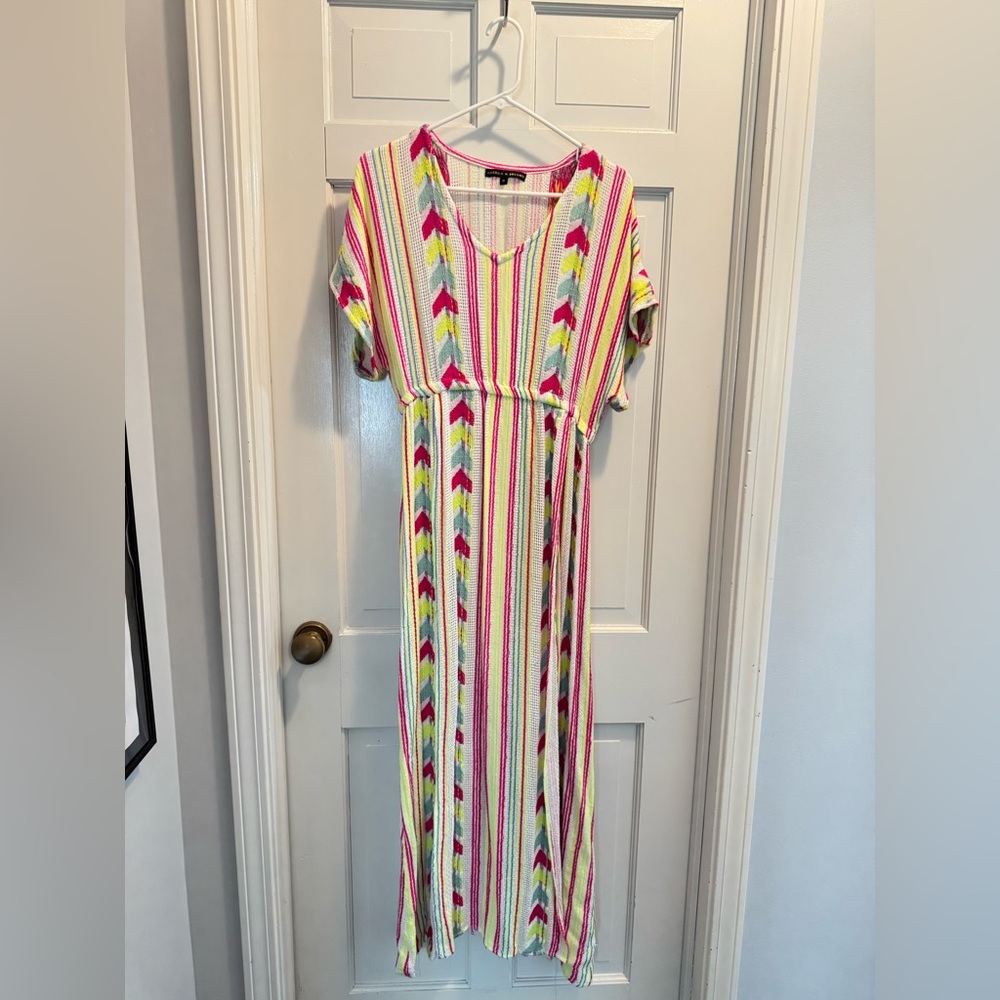 America & Beyond Striped Multicolor Swim Coverup